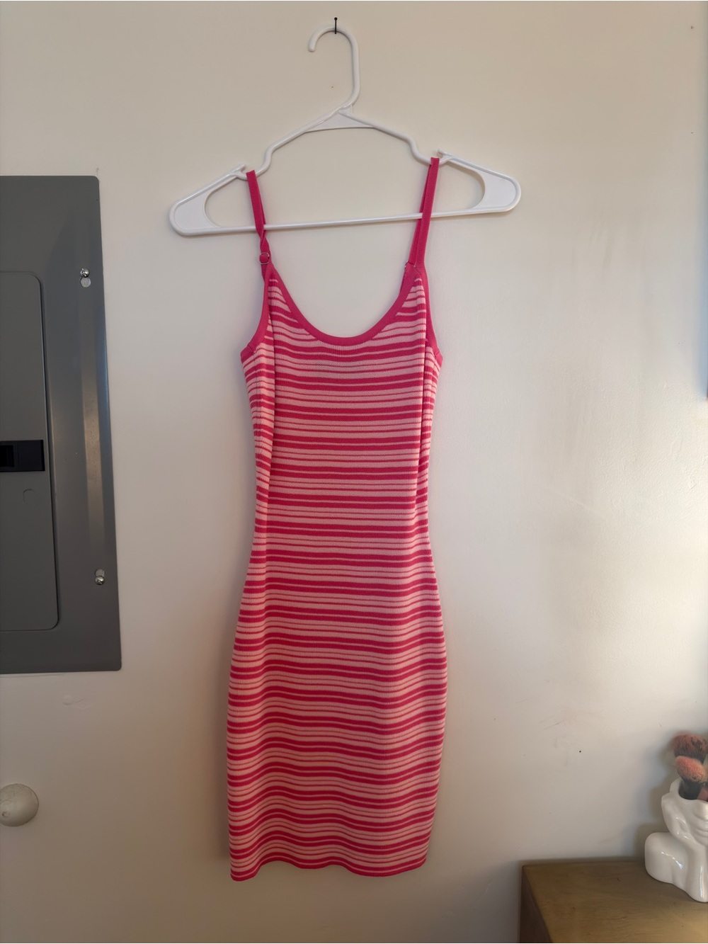 Pink Striped Knit Tank Dress, White Fox